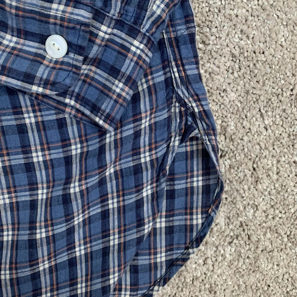 Polo Ralph Lauren Long Sleeved Linen‎ Blend Workshirt Blue Plaid Men's Small